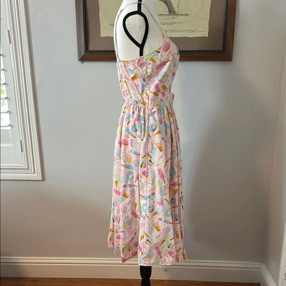 Colorful Retrolicious Ice Cream, Cupcake, Donut Cut-Out Spaghetti Strap Dress - Picture 4 of 7